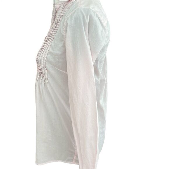 GAP light pink cotton Pintuck bodice button front blouse with removable collar. - Picture 3 of 9